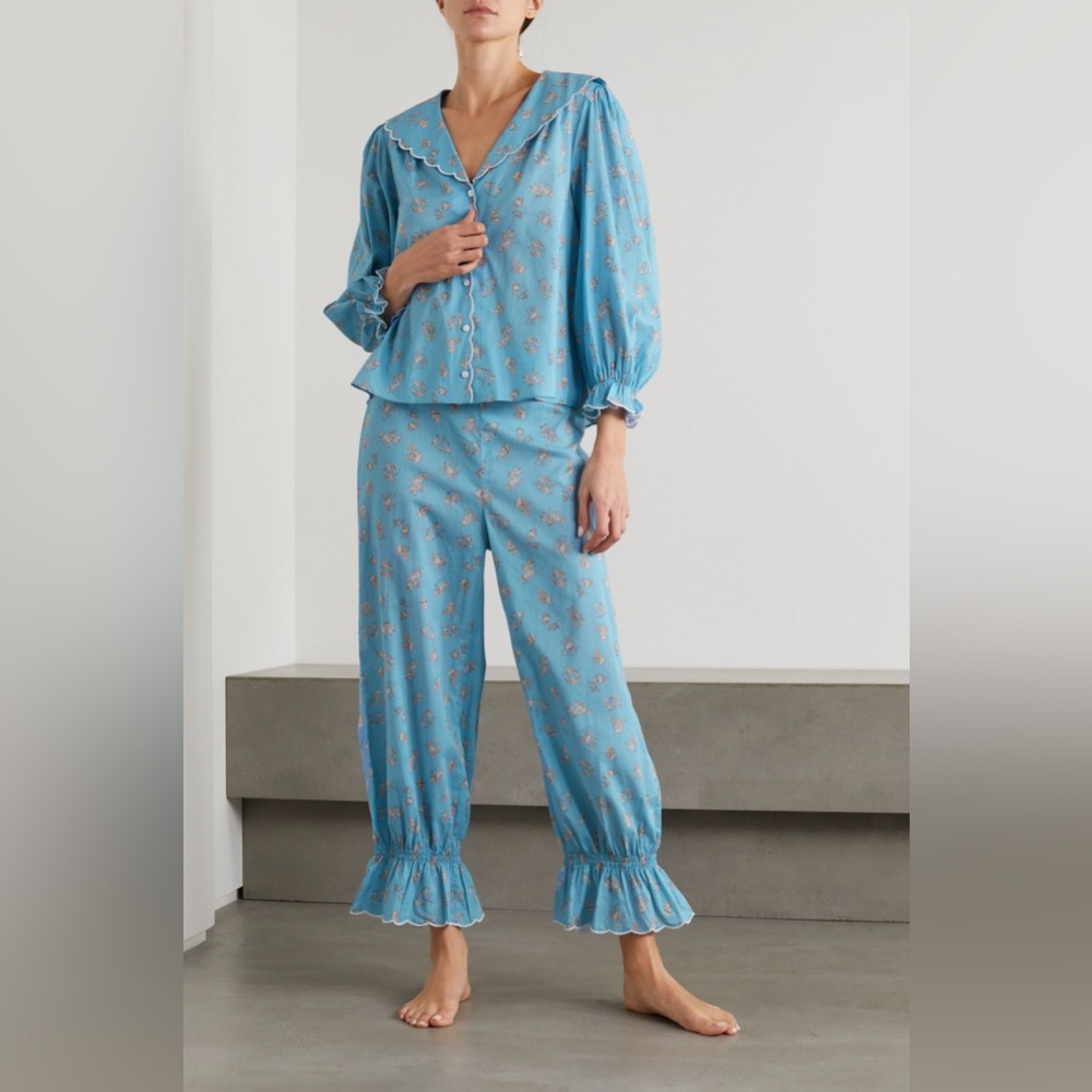 Rixo Vera Printed Cotton Poplin Pajama Set